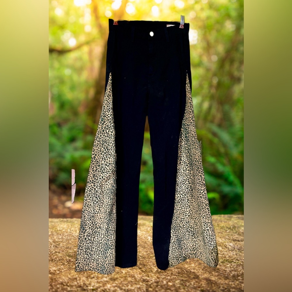 Altered by Button Button Retro; Wide Leg Bellbottom High Waist Angry Rabbit Jean